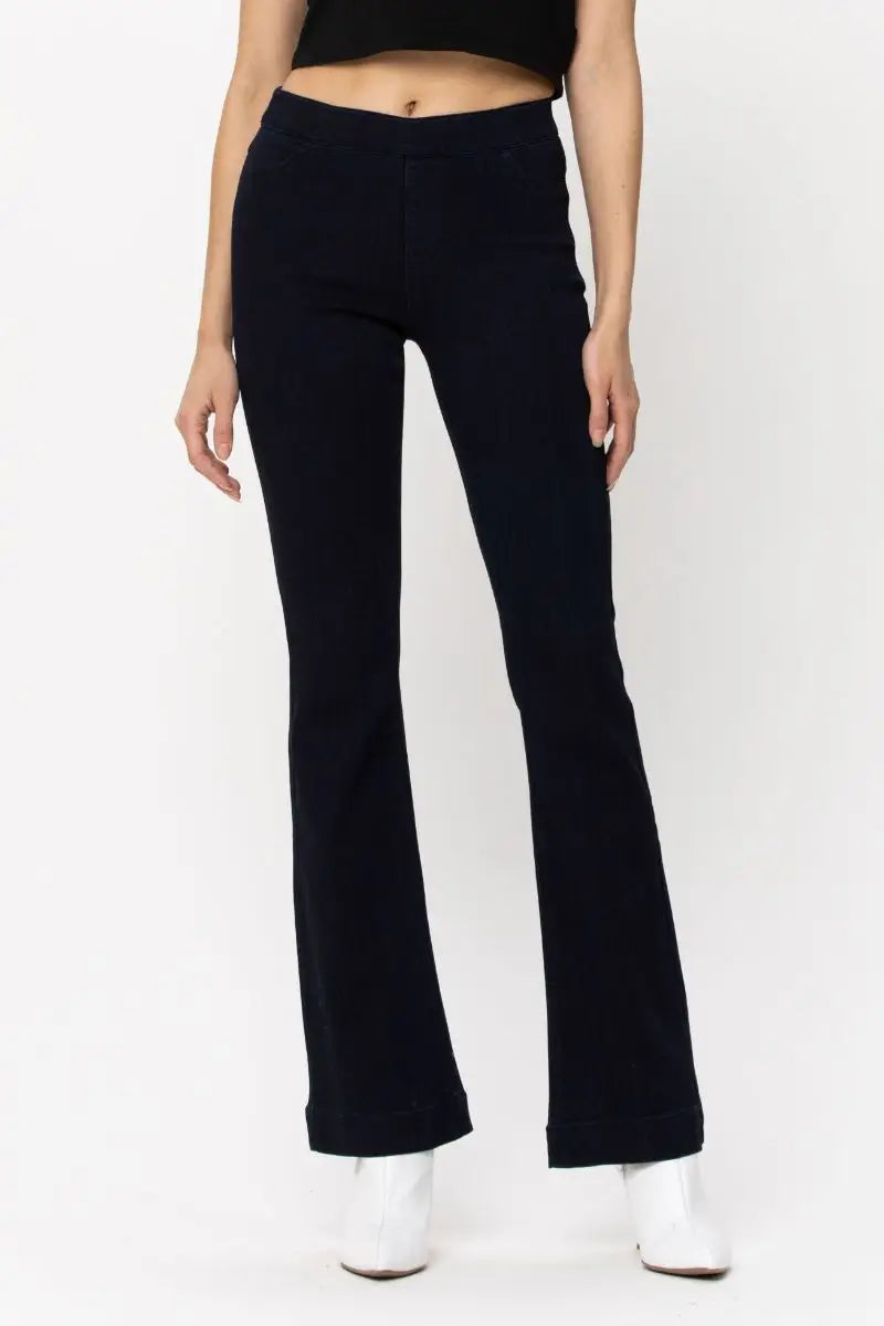 Pull On Super Dark Wash Flares -33" - Milly's Boutique