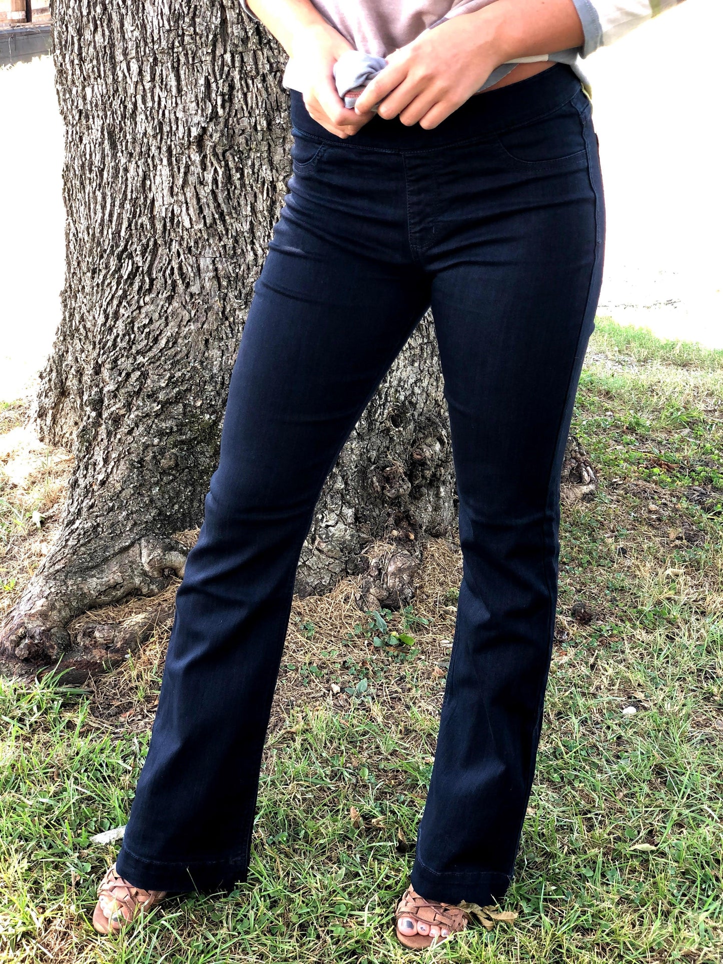 Pull On Super Dark Wash Flares -33" - Milly's Boutique