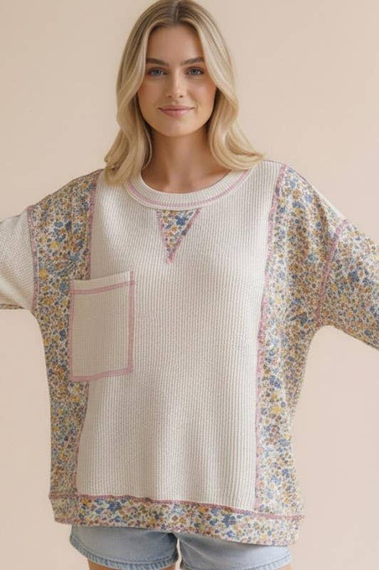 Floral Color Block Plus Top