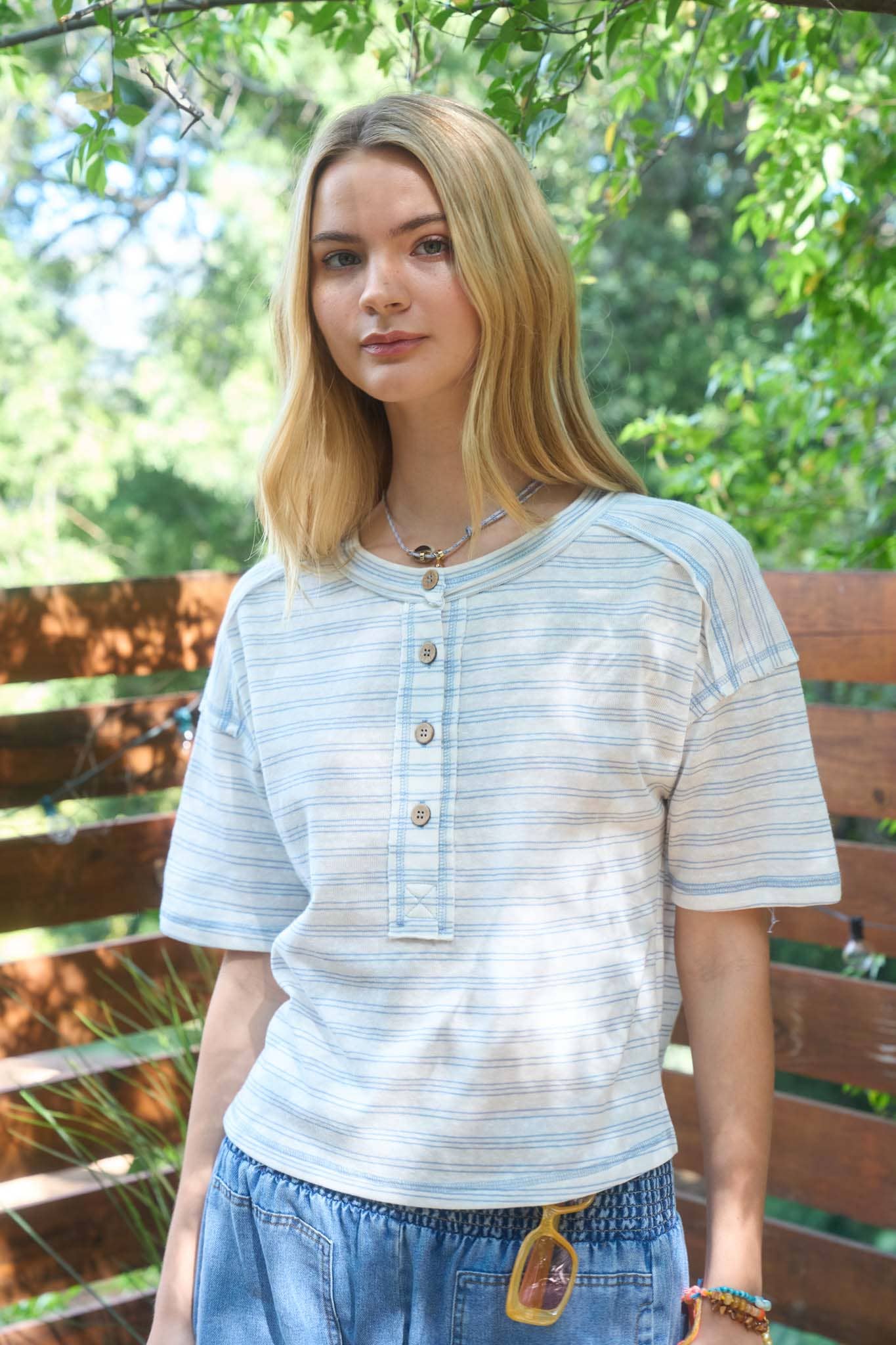 Jerri Striped Henley Top