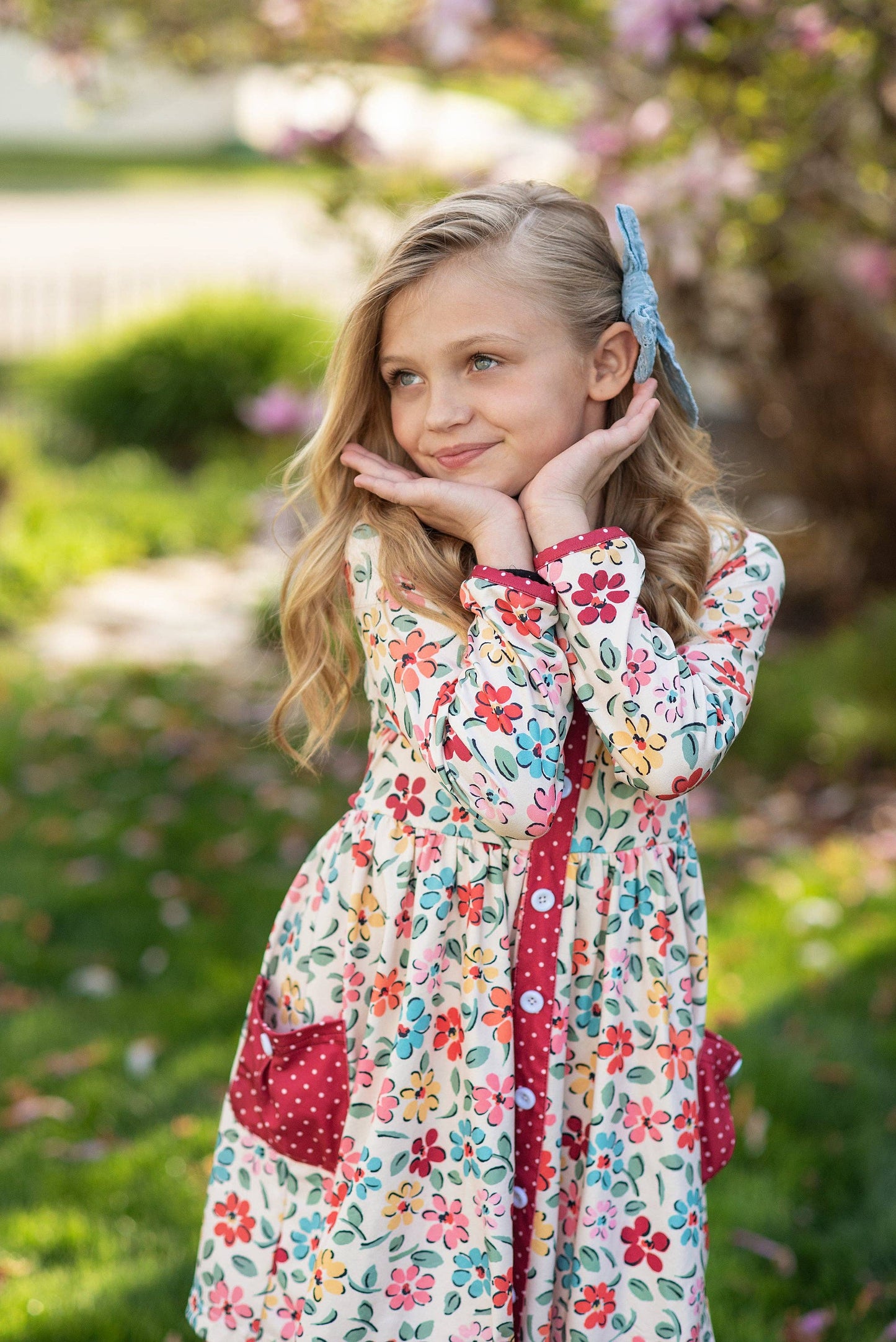 Tessy Floral Ruffle Button Pocket Dress