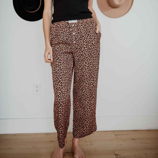 Leopard Print Boxer Pajama Pants