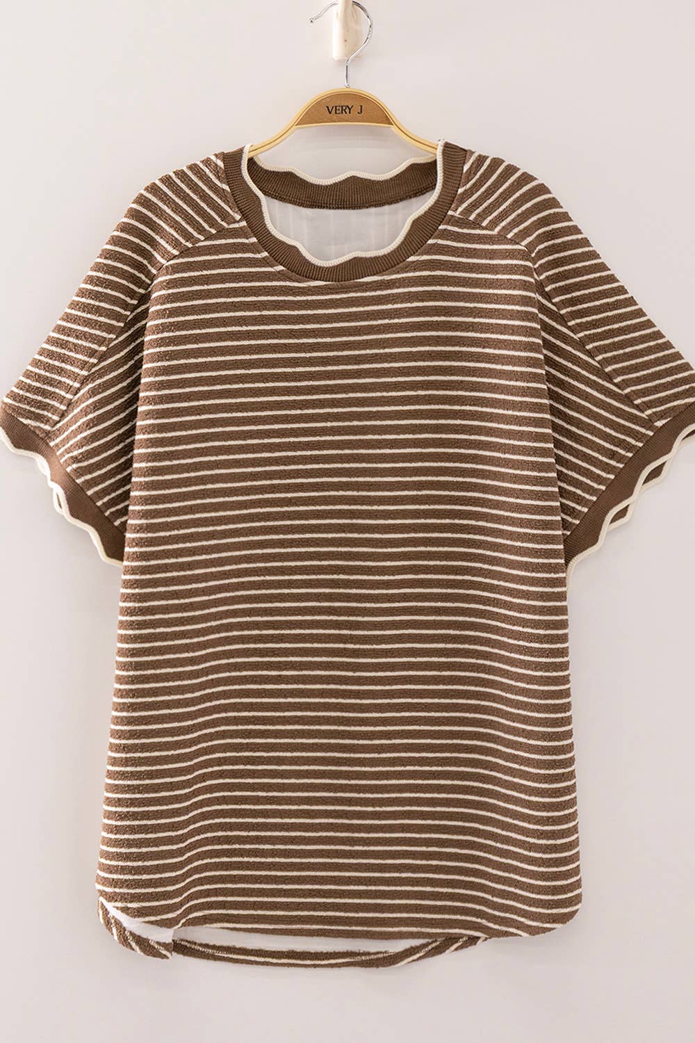Scallop Trim Striped Top