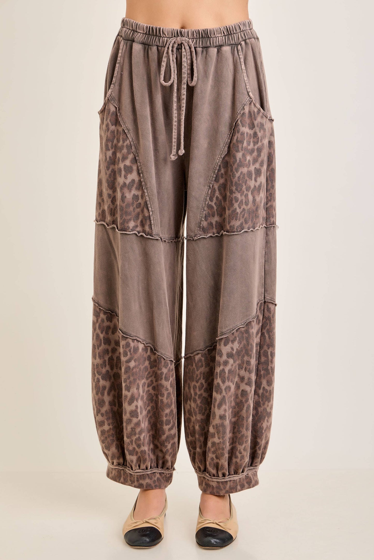 Mineral Washed Cheetah Leopard Balloon Pants