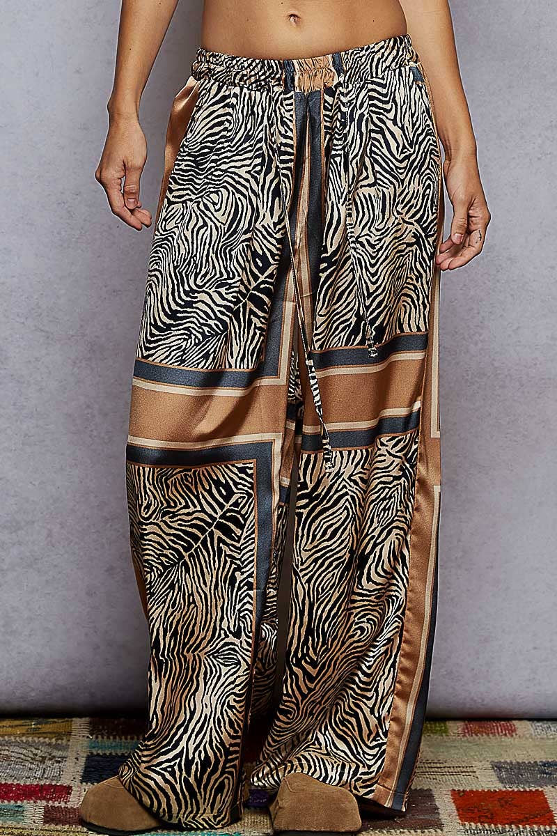 Diva Zebra Printed Drawstring Pants