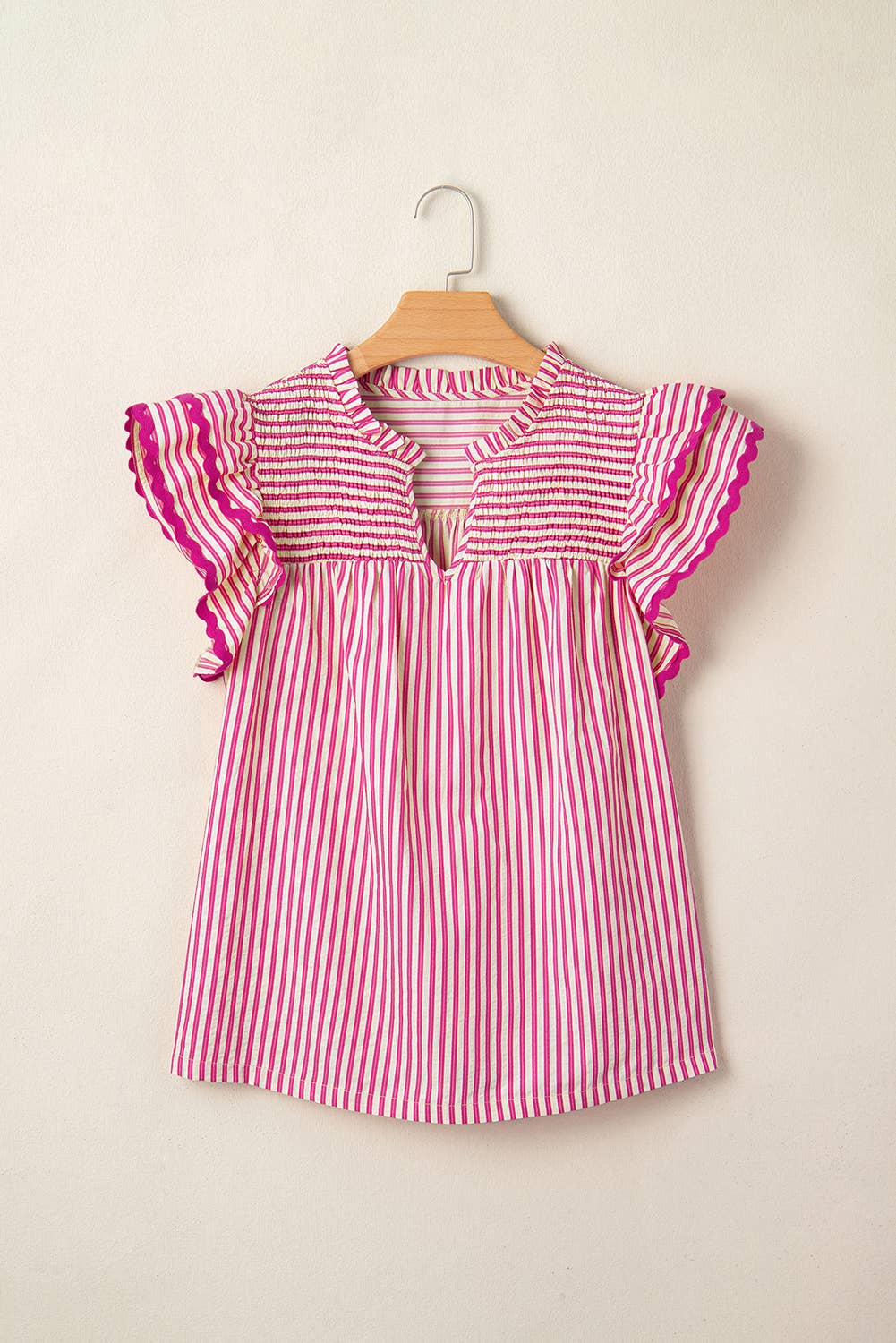 Rosa Ric Rac Trim Ruffle Sleeve Top