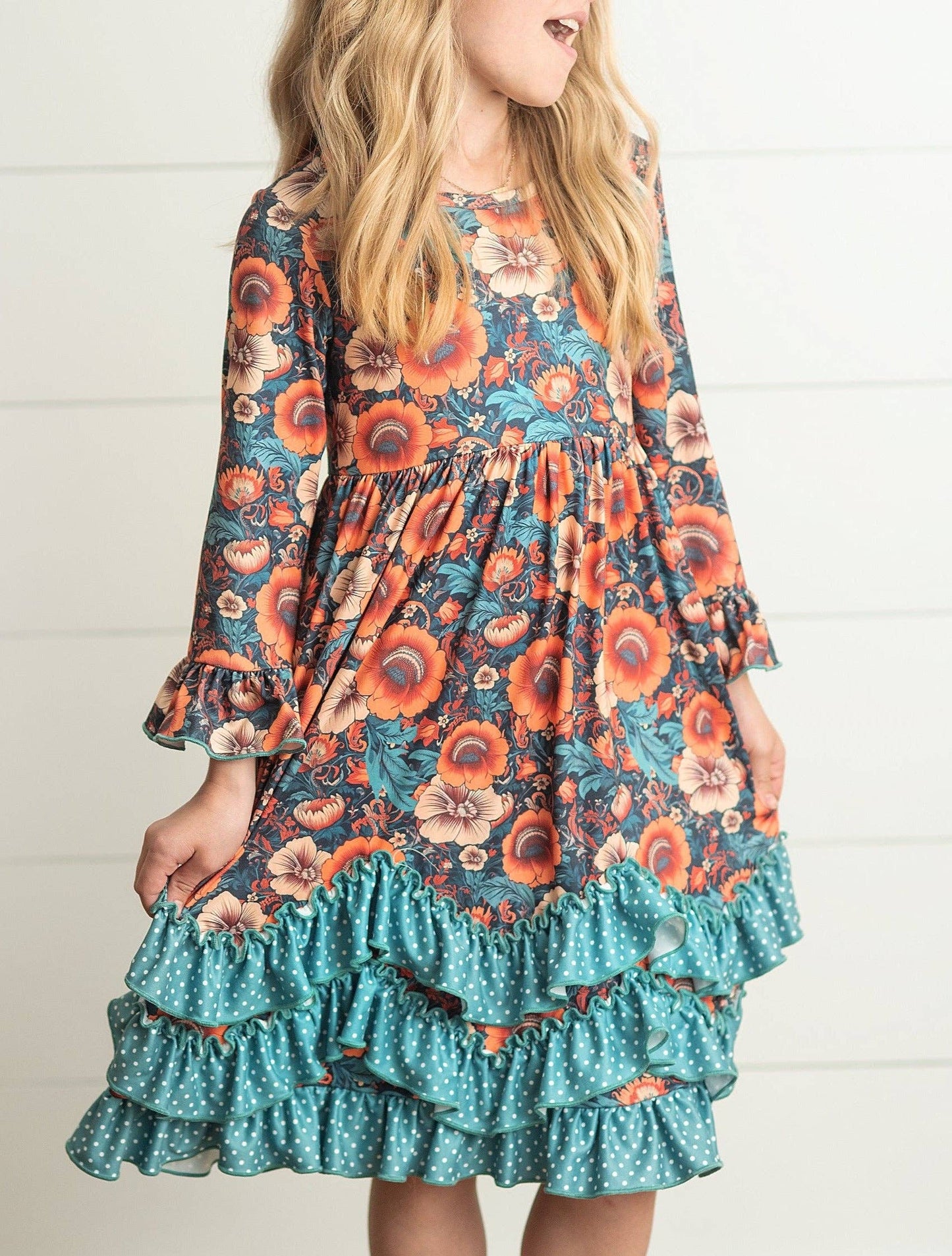 Vintage Floral Ruffle Dress