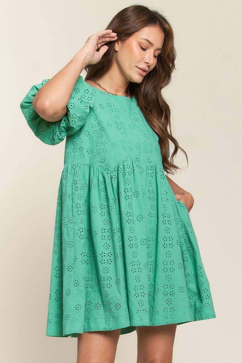 Anna Floral Eyelet Puff Sleeve Dress