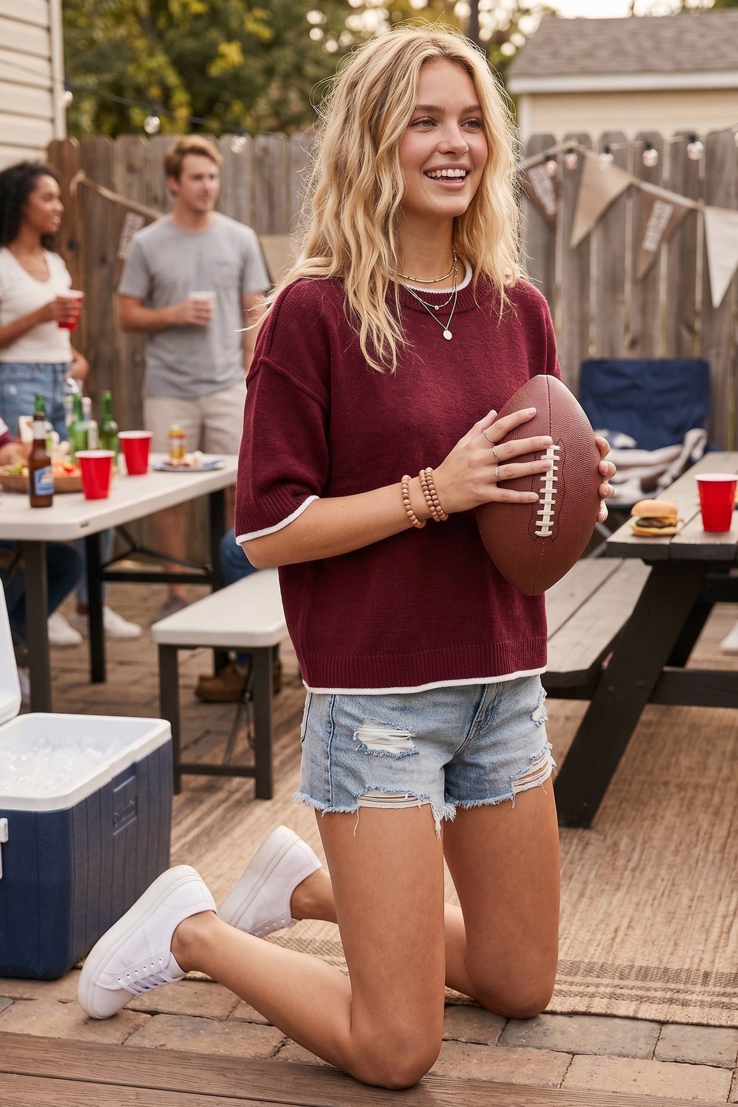 Gameday Contrast Trim Oversized Sweater