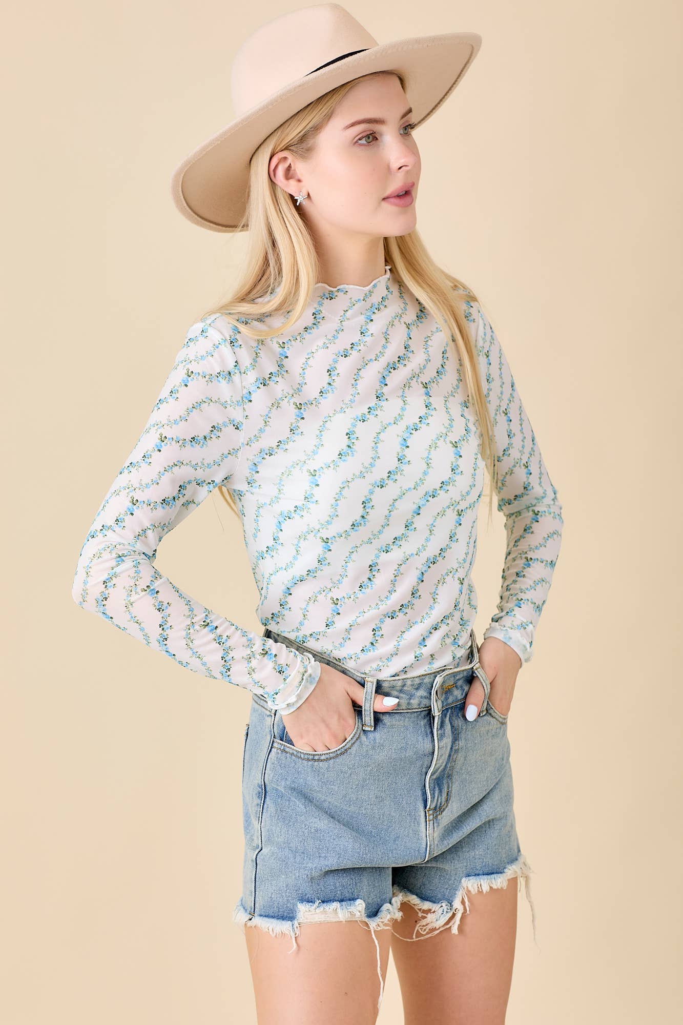 Floral Printed Mesh Top