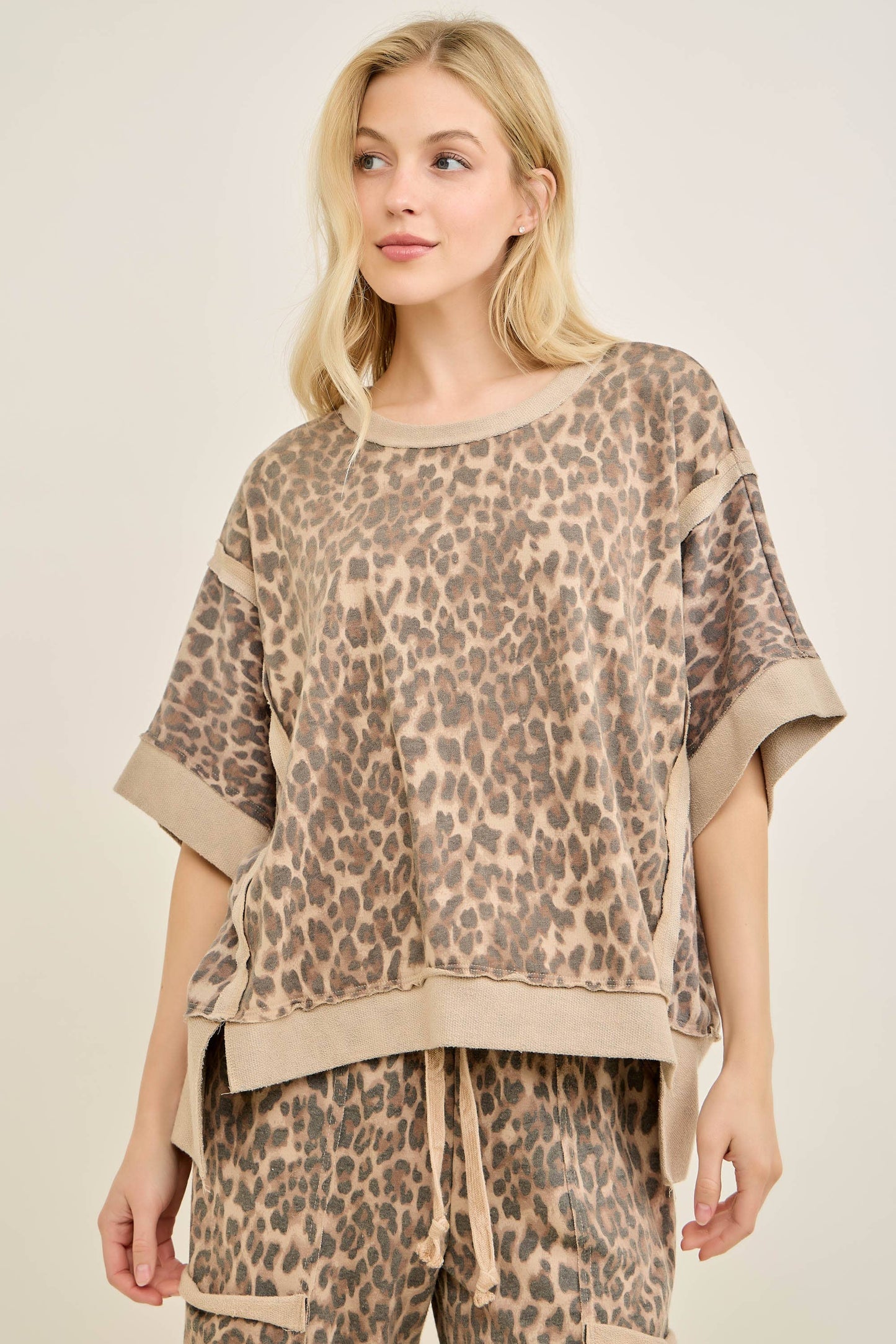 Leopard Terry Crewneck Top