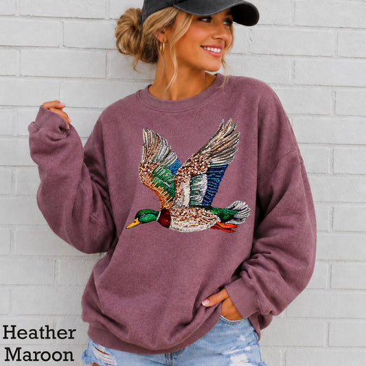Mallard Duck Faux Rhinestone Sweatshirt