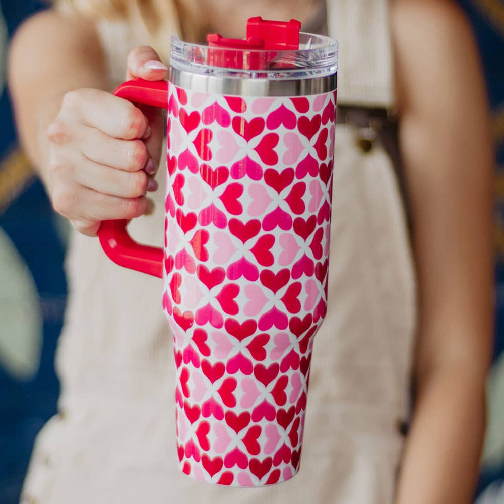 Multicolored Hearts Tumbler Cup - Milly's Boutique
