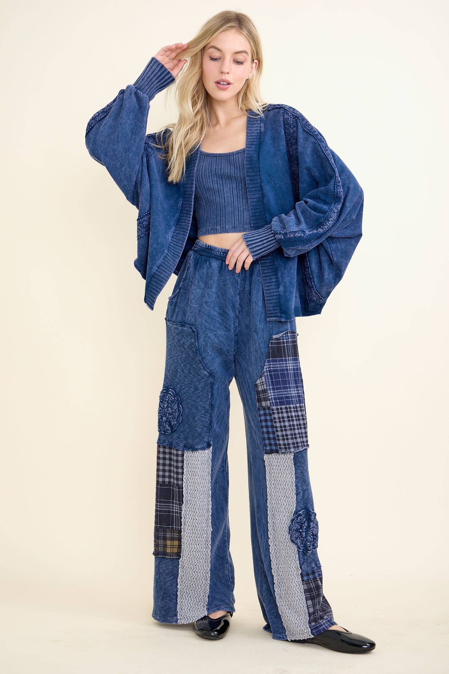 Mineral Washed Batwing Dolman Cardigan