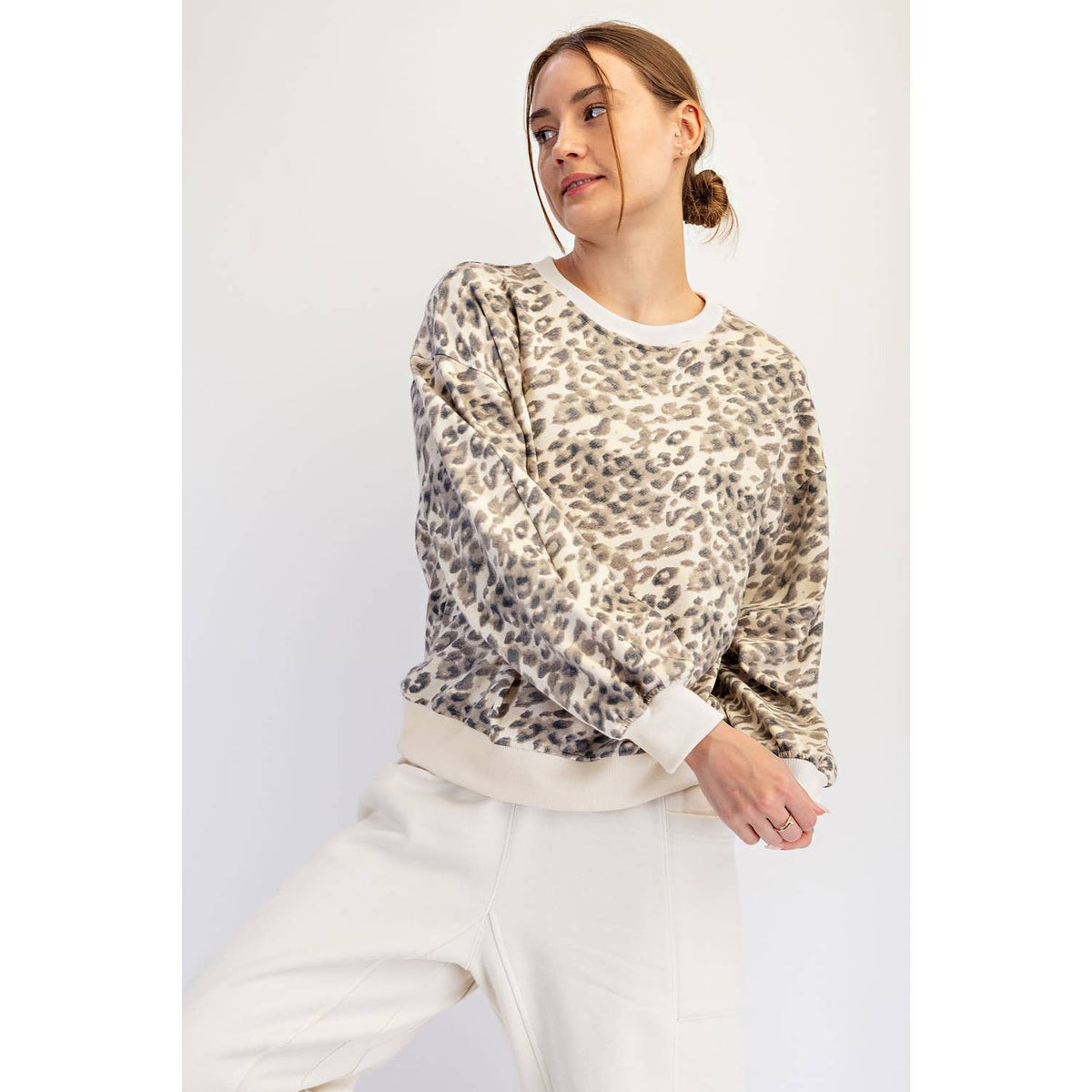 Animal Print Terry Crew Neck