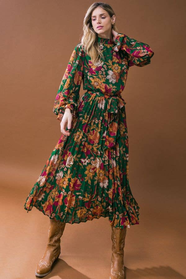 Andrea Floral Midi Dress - Milly's Boutique