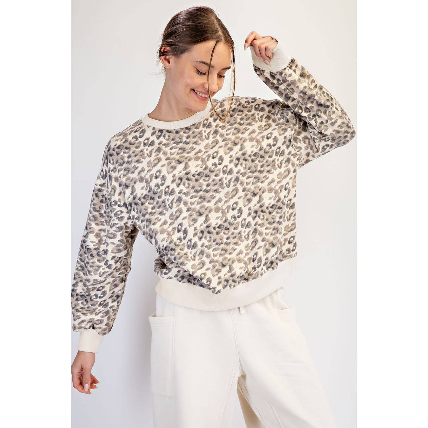 Animal Print Terry Crew Neck