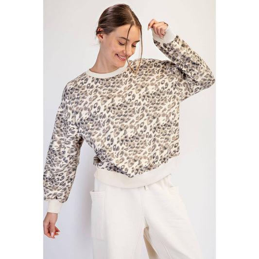 Animal Print Terry Crew Neck