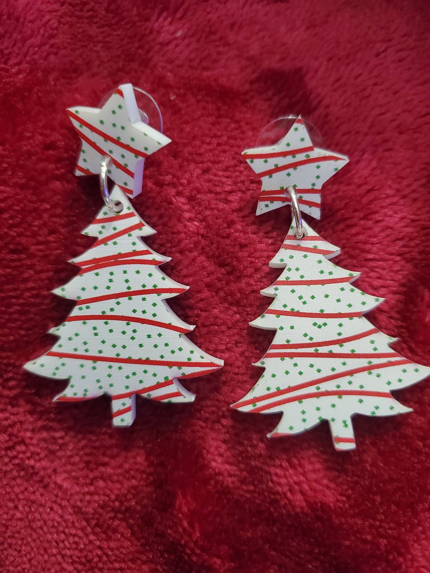 Holiday Snack Cake Christmas Tree Acrylic Earrings