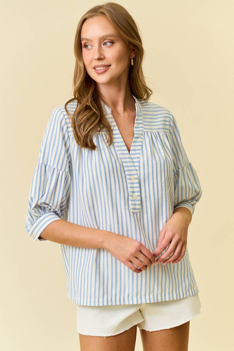 Aria Striped Puff Sleeve Top
