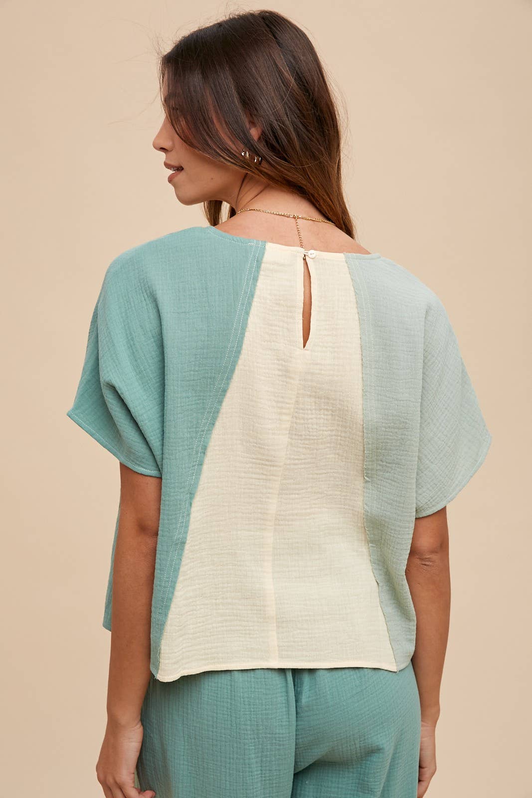 Summer Color Block Gauze Top