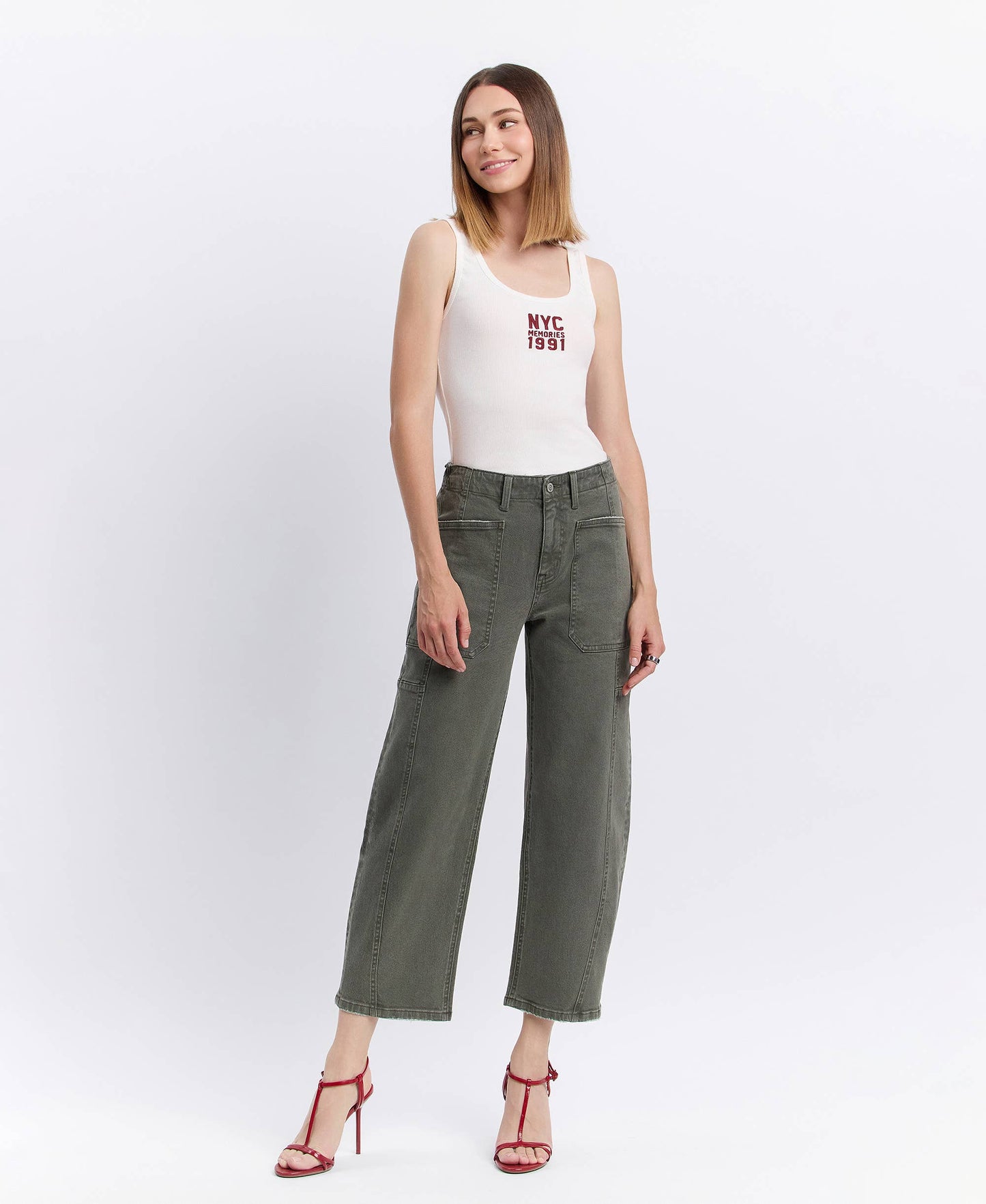 The High Rise Elastic Band Barrel Jean