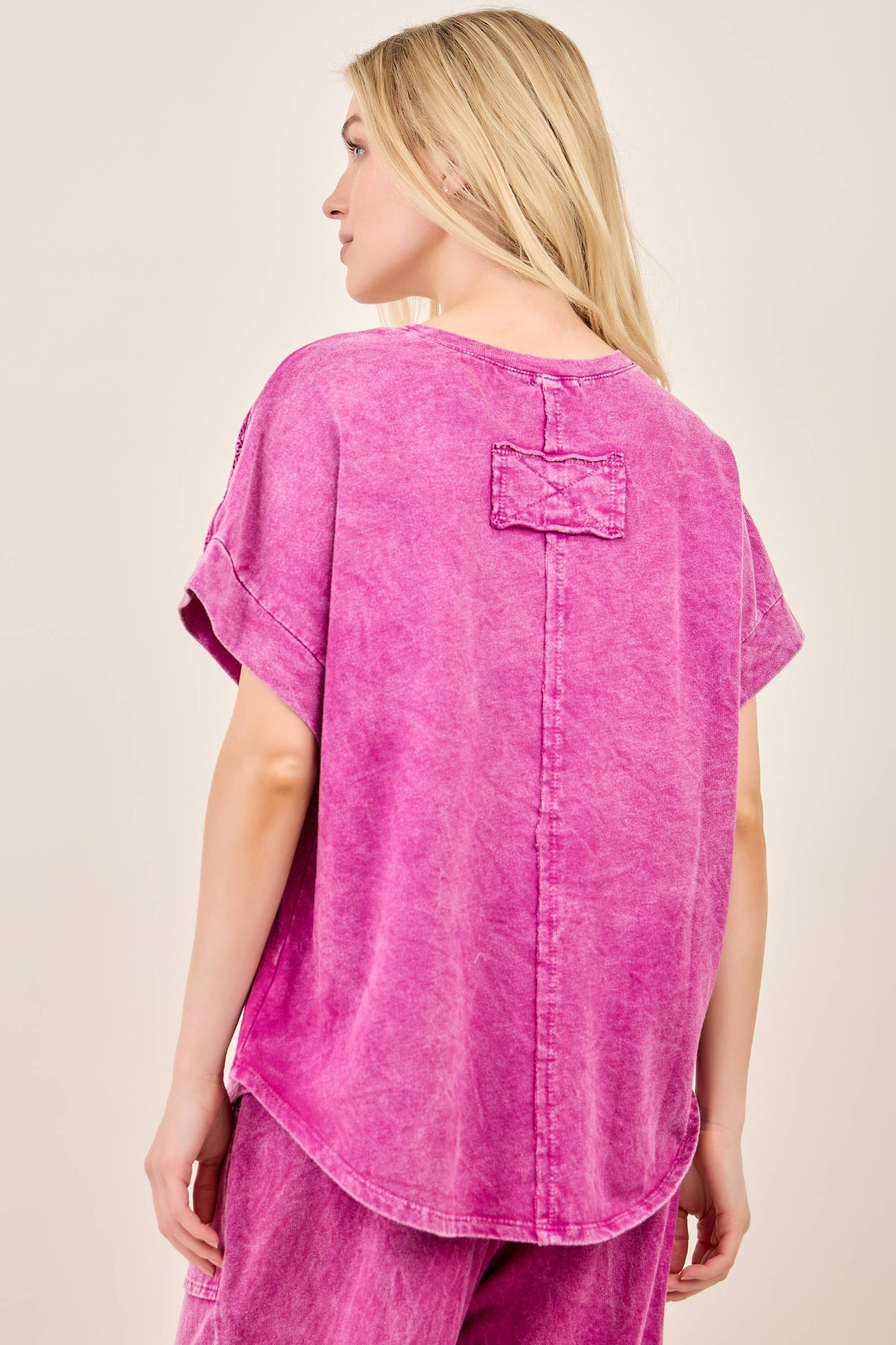 Mineral Washed Flower Trimmed Top