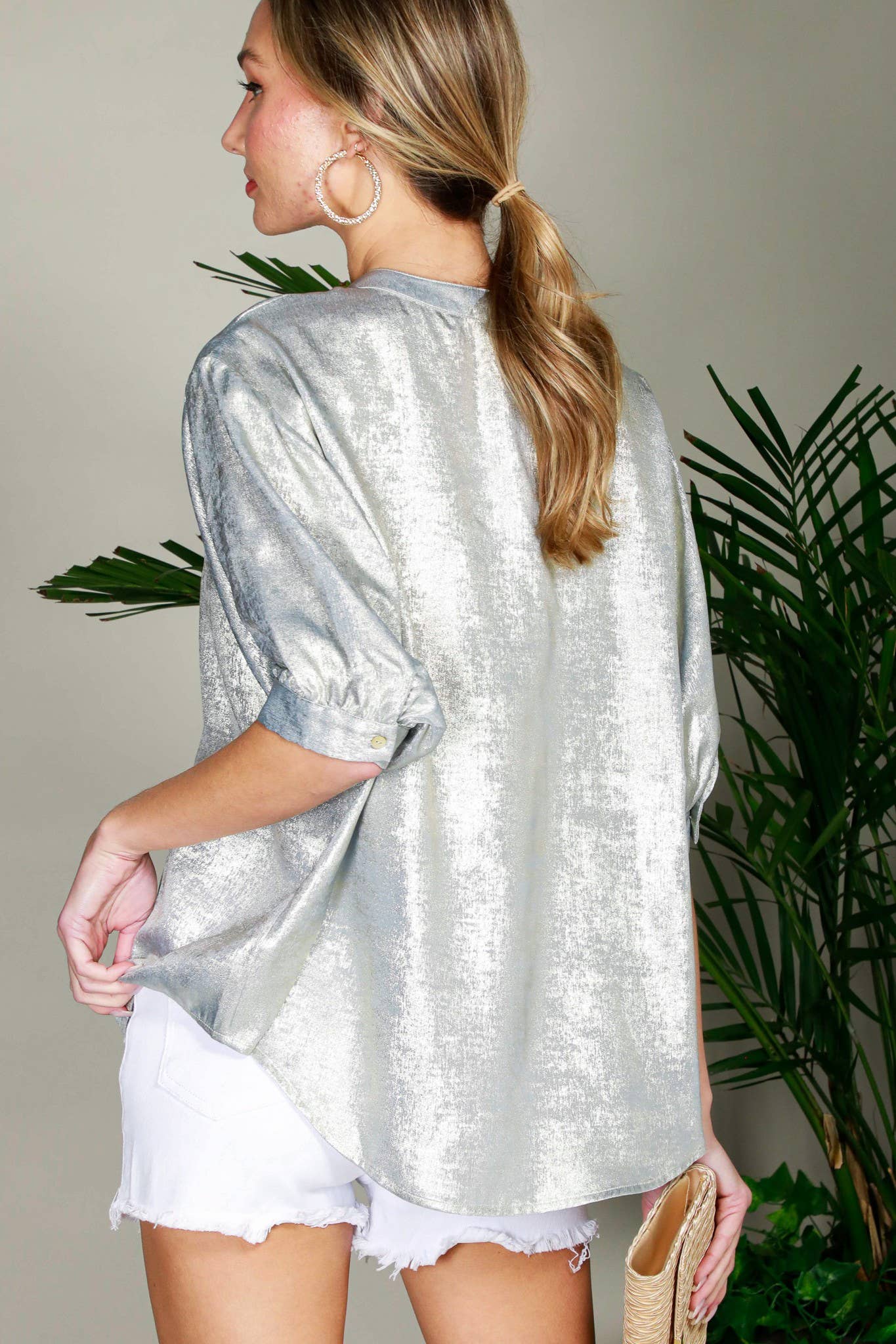 Shelly Metallic Woven Top