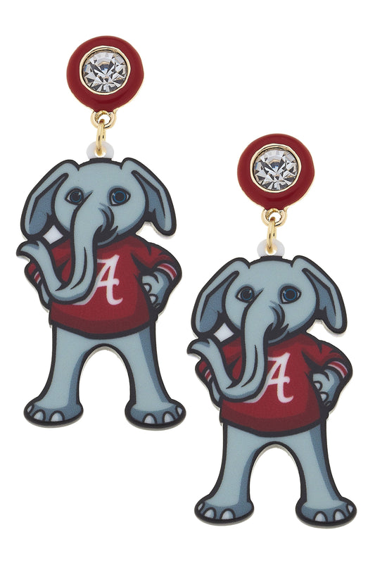 Big Al Resin Mascot Earrings in Red/Grey