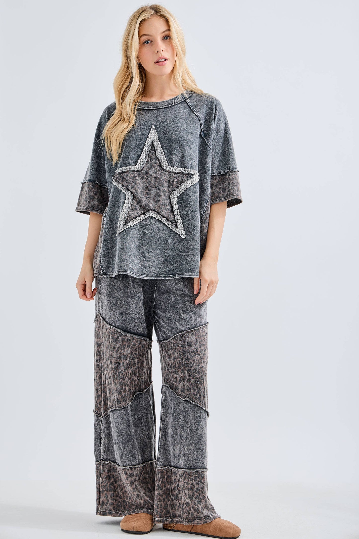 Leopard Mineral Washed Pants