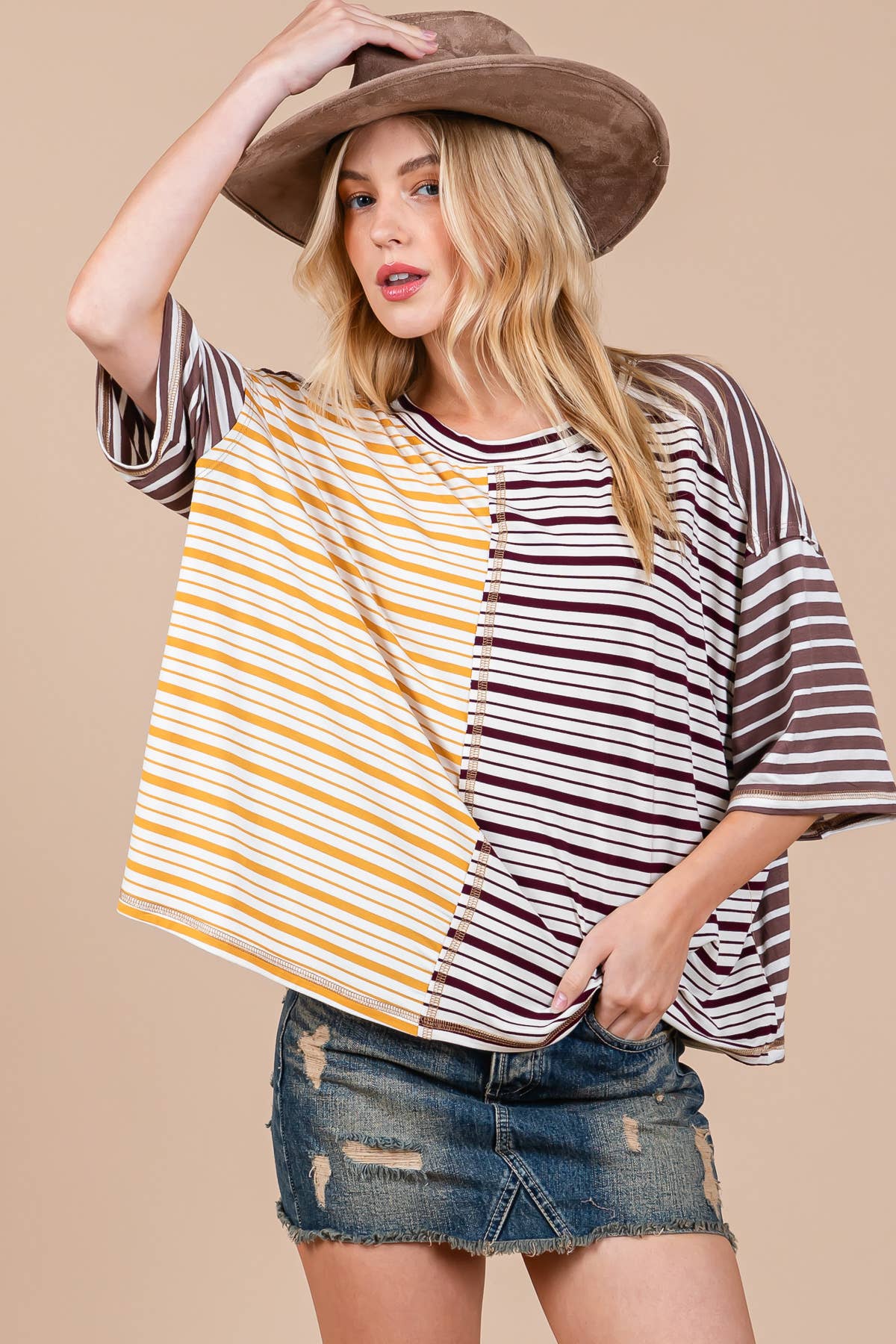 Julie Striped Knit Oversized Tee