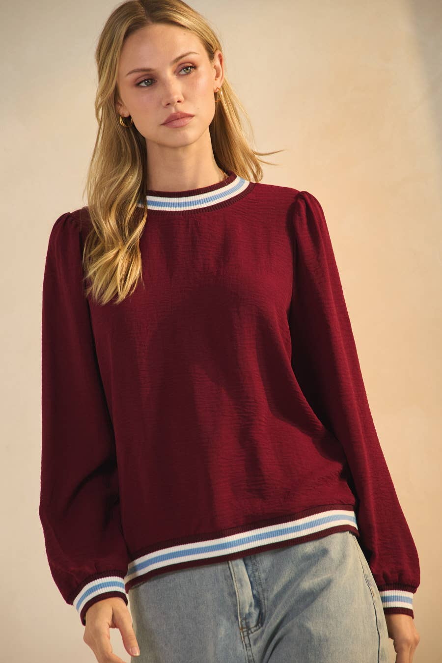 Sid Striped Trim Top