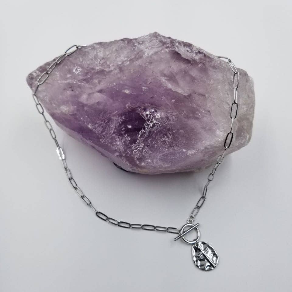 Hammered Cross Toggle Necklace