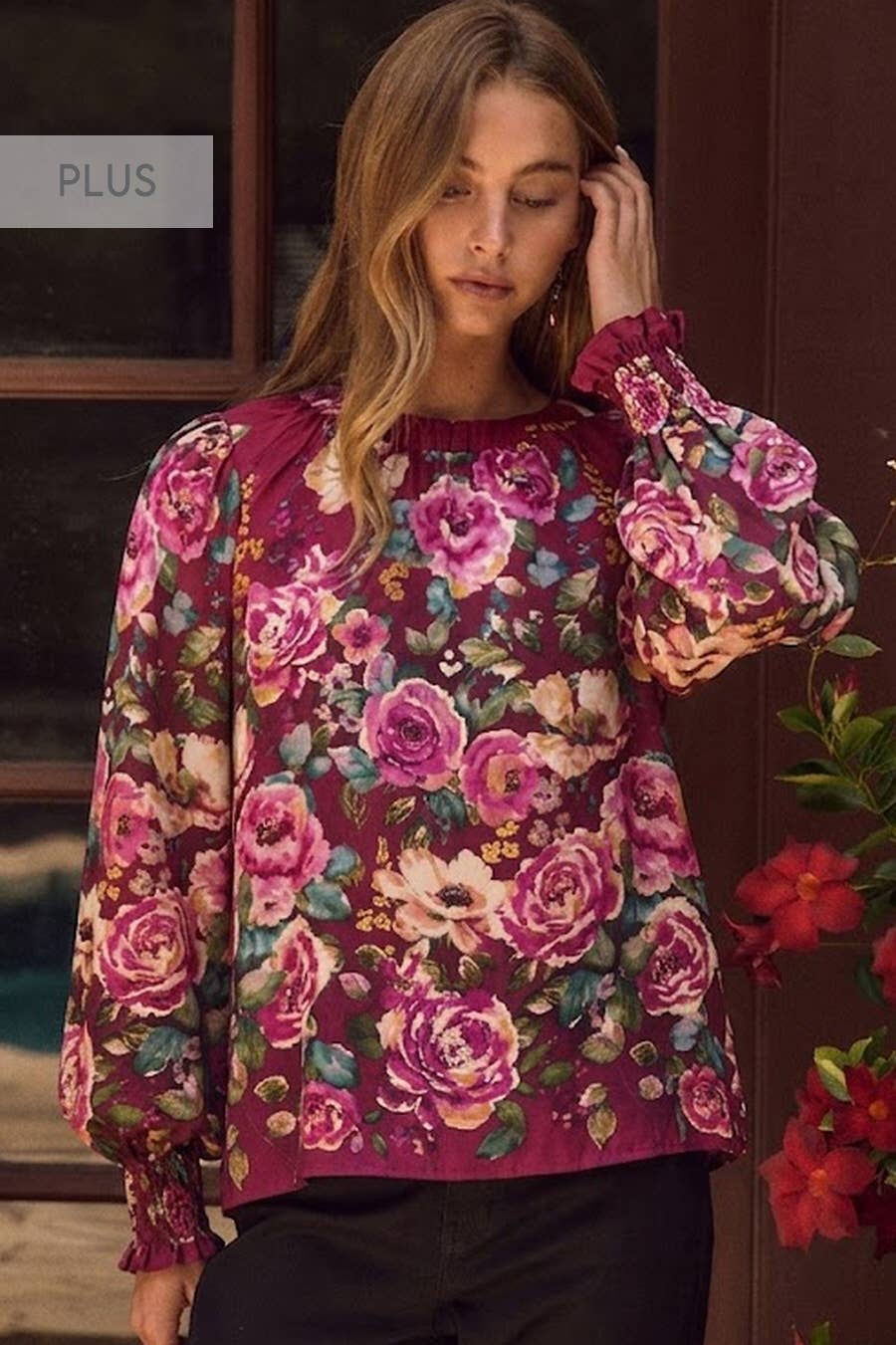 Floral Printed Plus Blouse