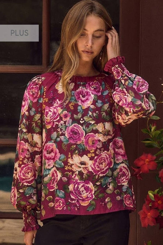 Floral Printed Plus Blouse