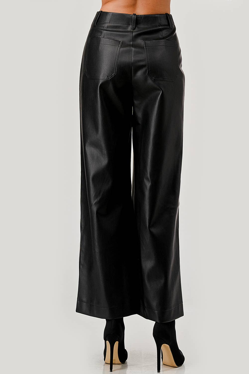 Faux Leather Wide-Leg Pants