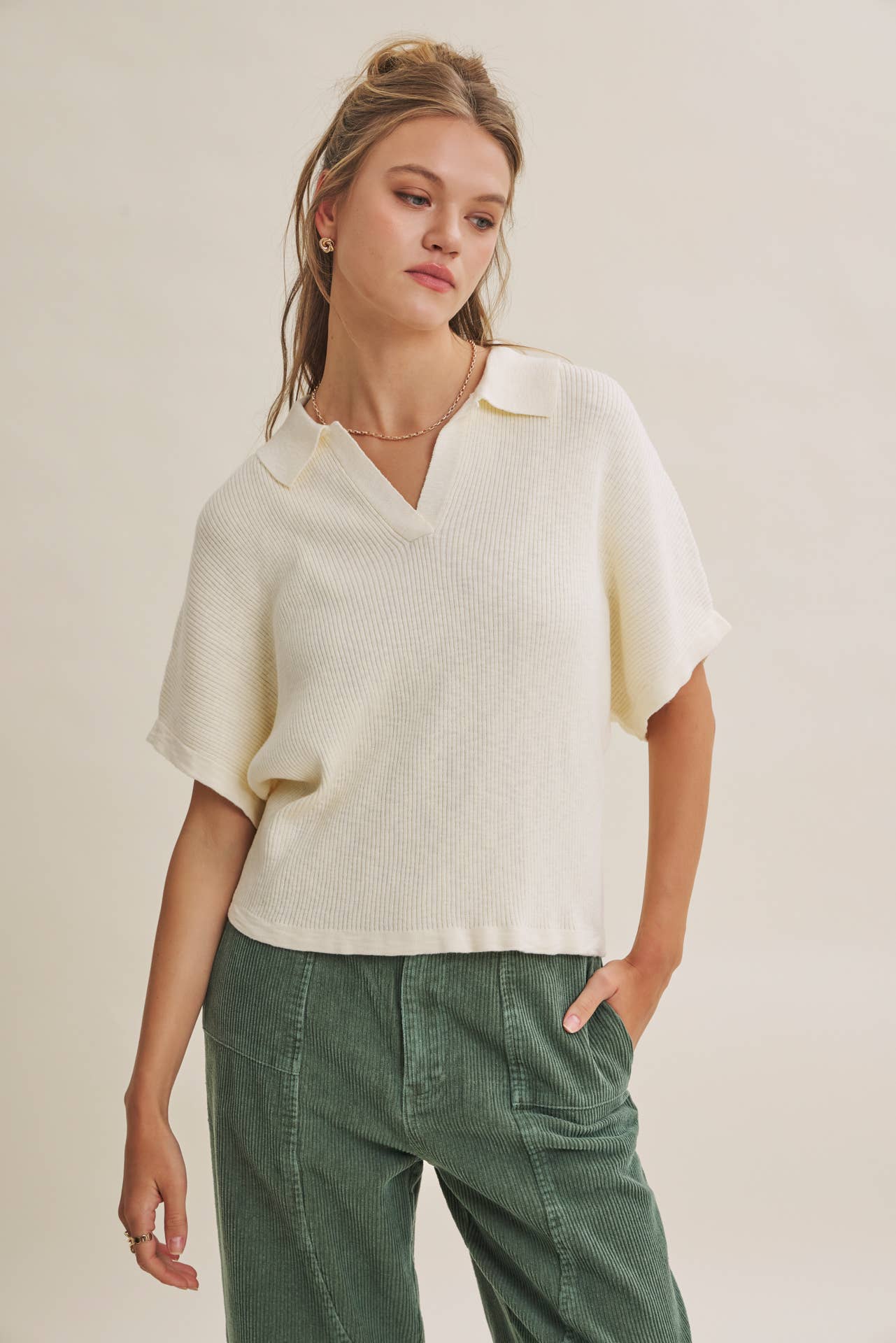 Claire Relaxed Slub Rib Dolman Sweater