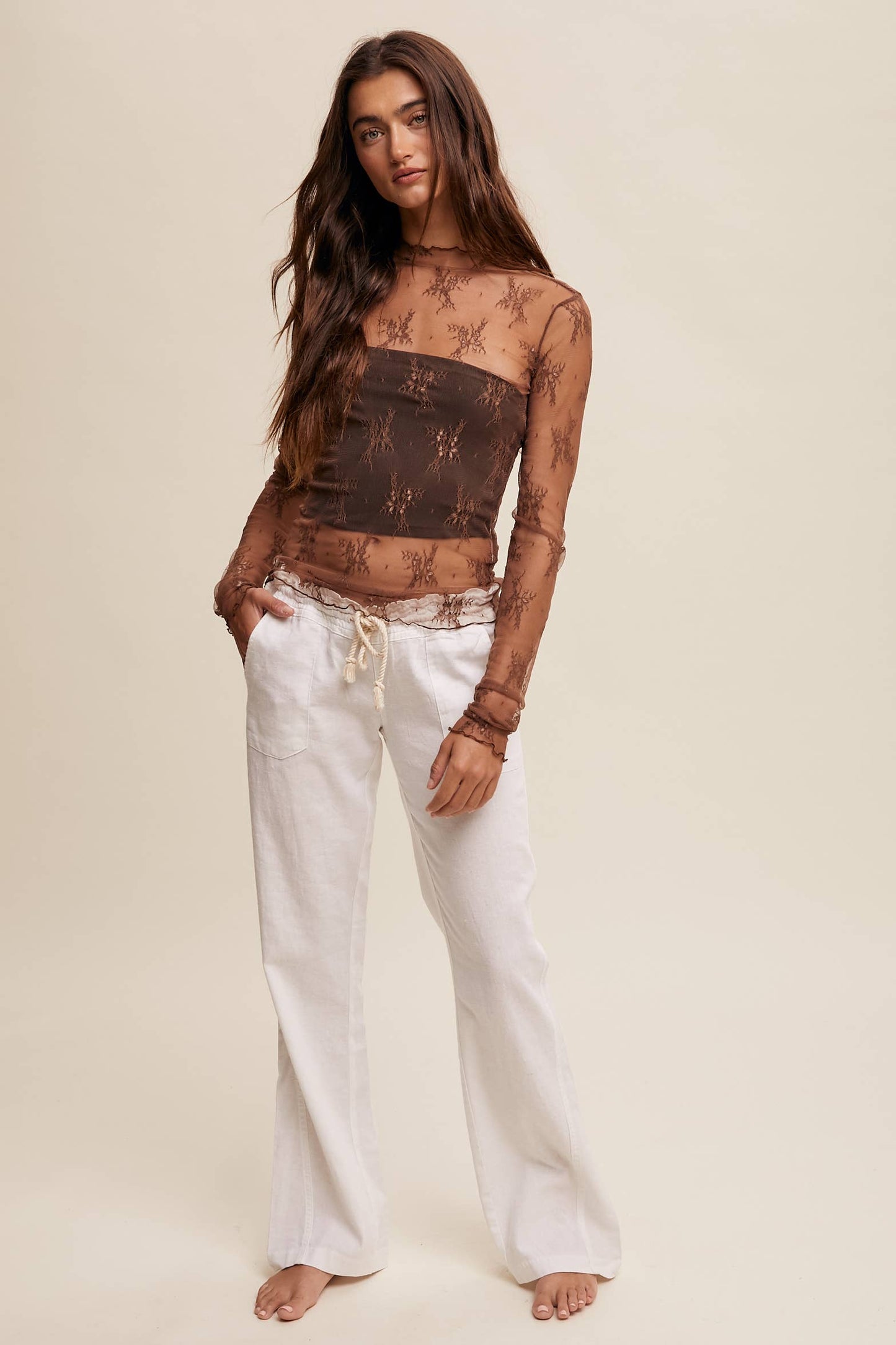 Sheer Lace Layering Top
