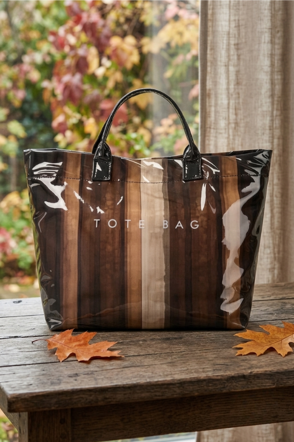 Multicolor Striped Vinyl Tote Bag