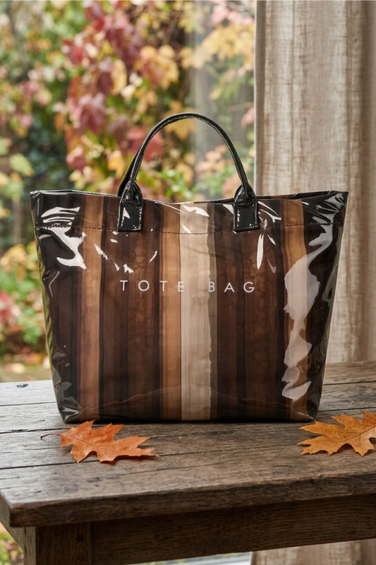 Multicolor Striped Vinyl Tote Bag