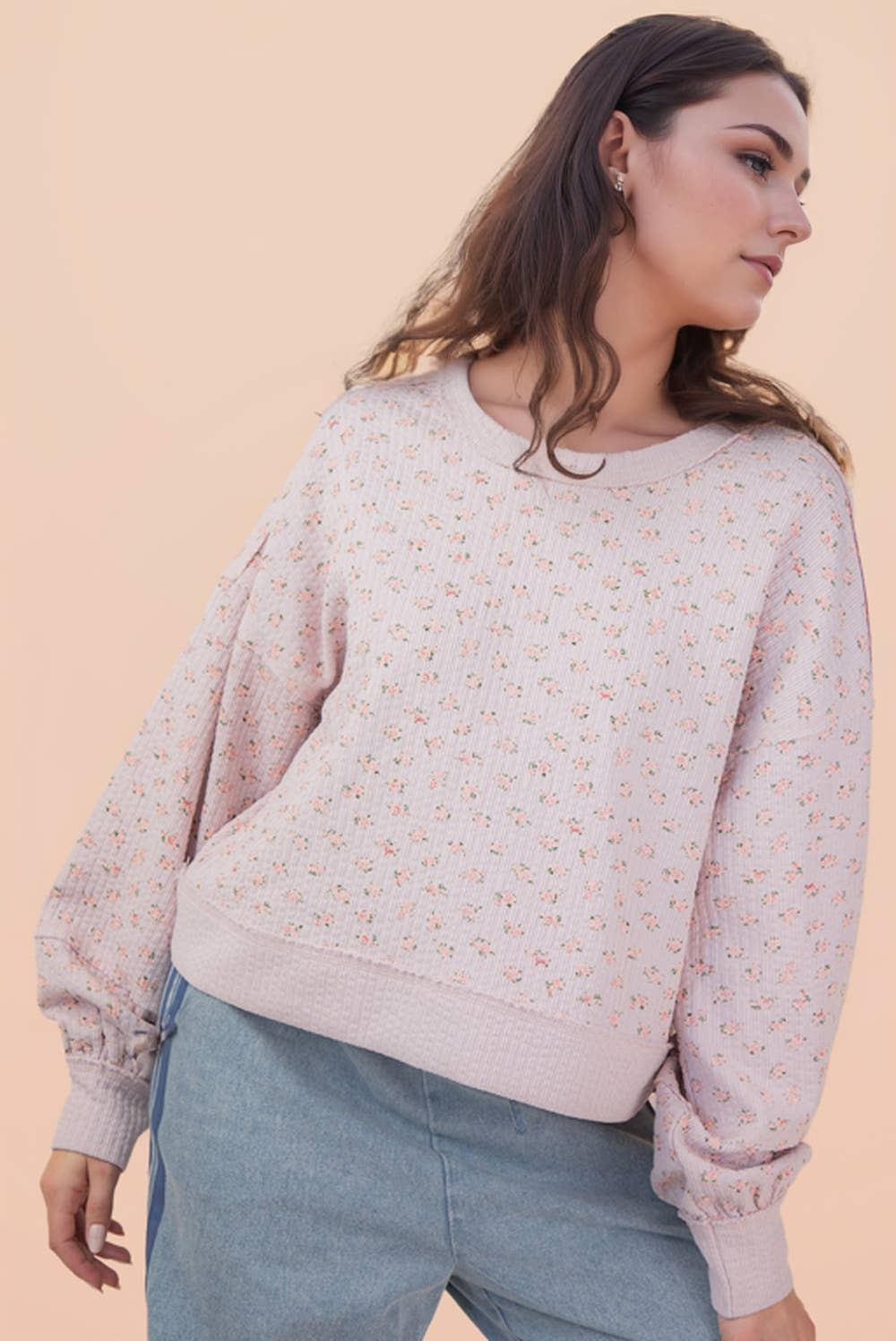 Floral Printed Casual Knit Top: