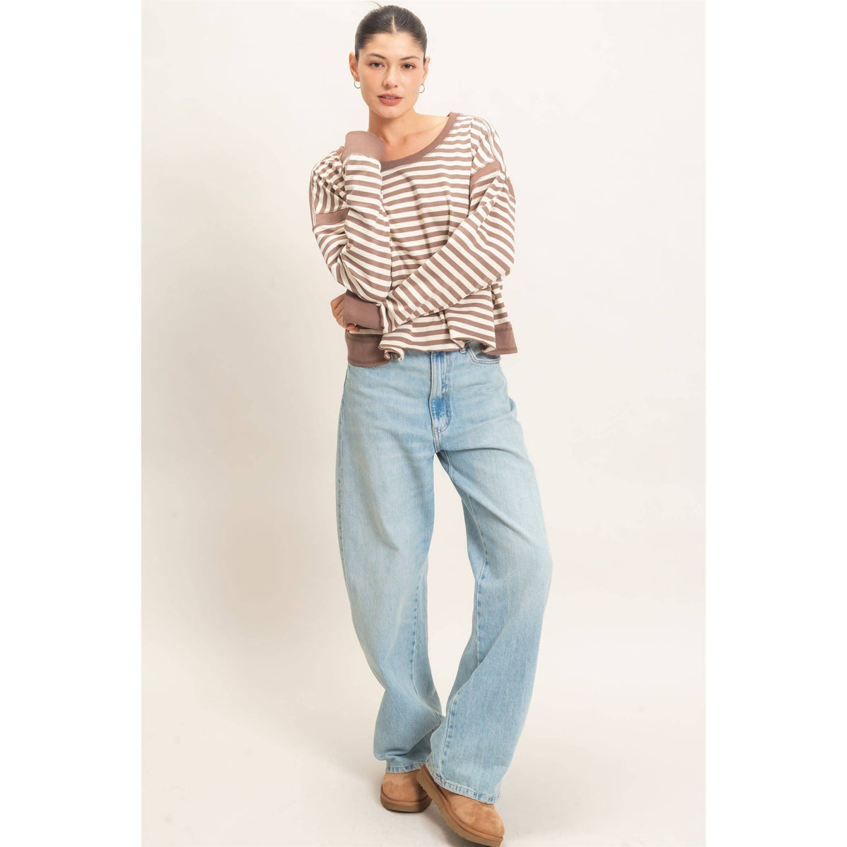 Striped Cross Detailed Open Back Top