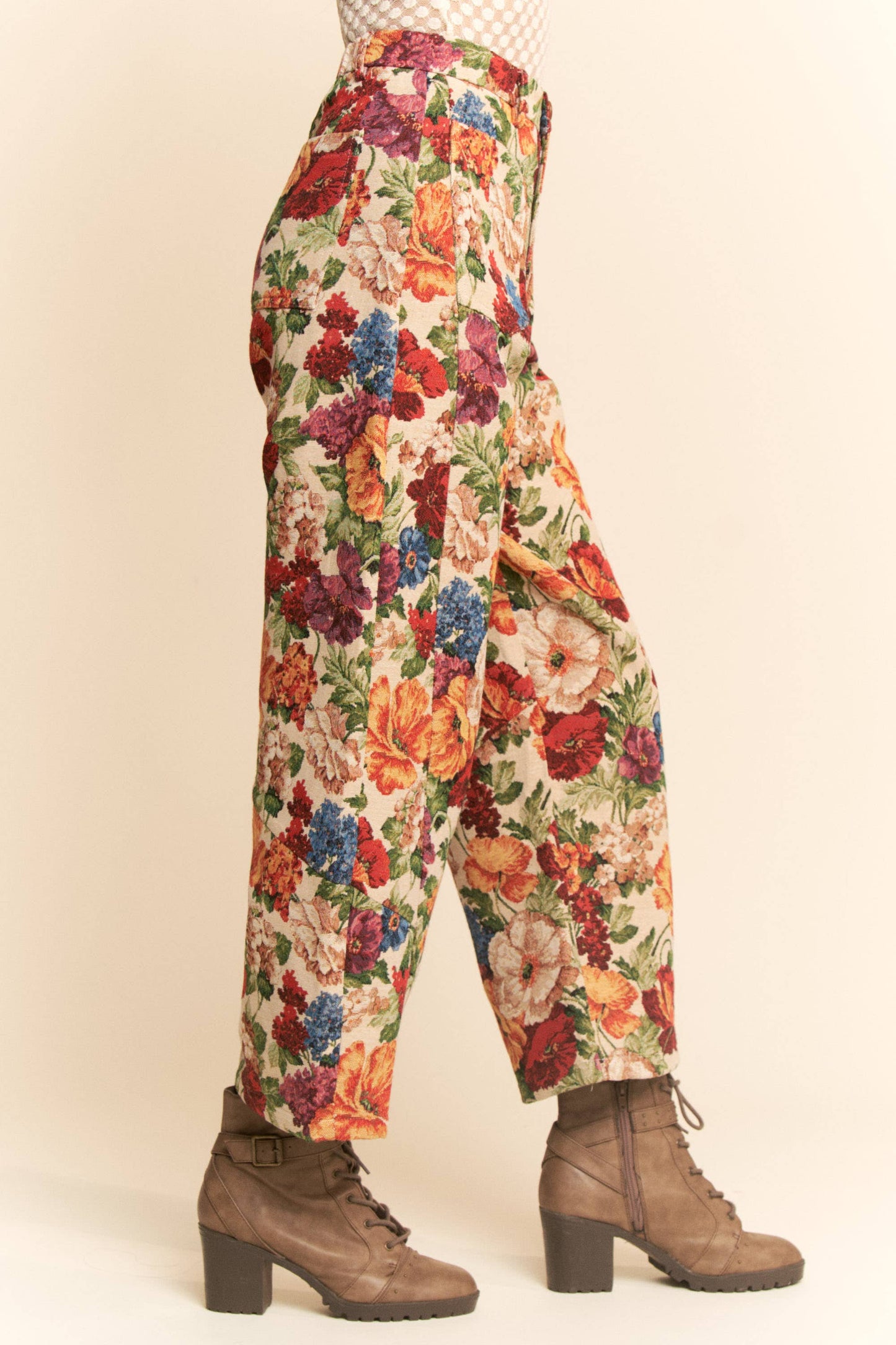 Vintage Inspired Floral Barrel Pants