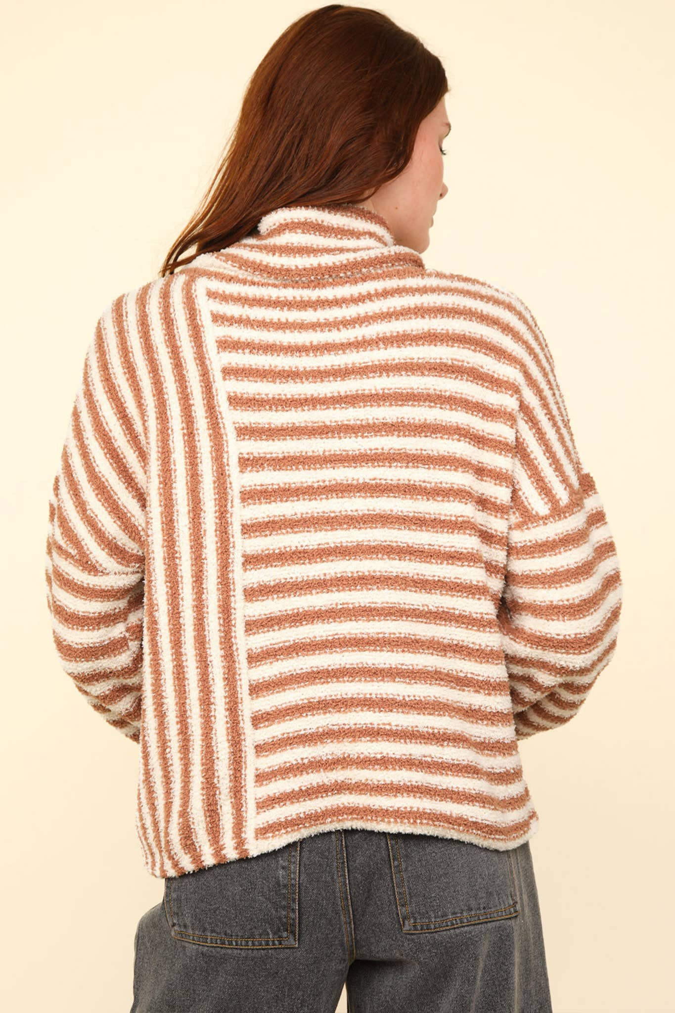 Darla Mock Neck Striped Sweater Top