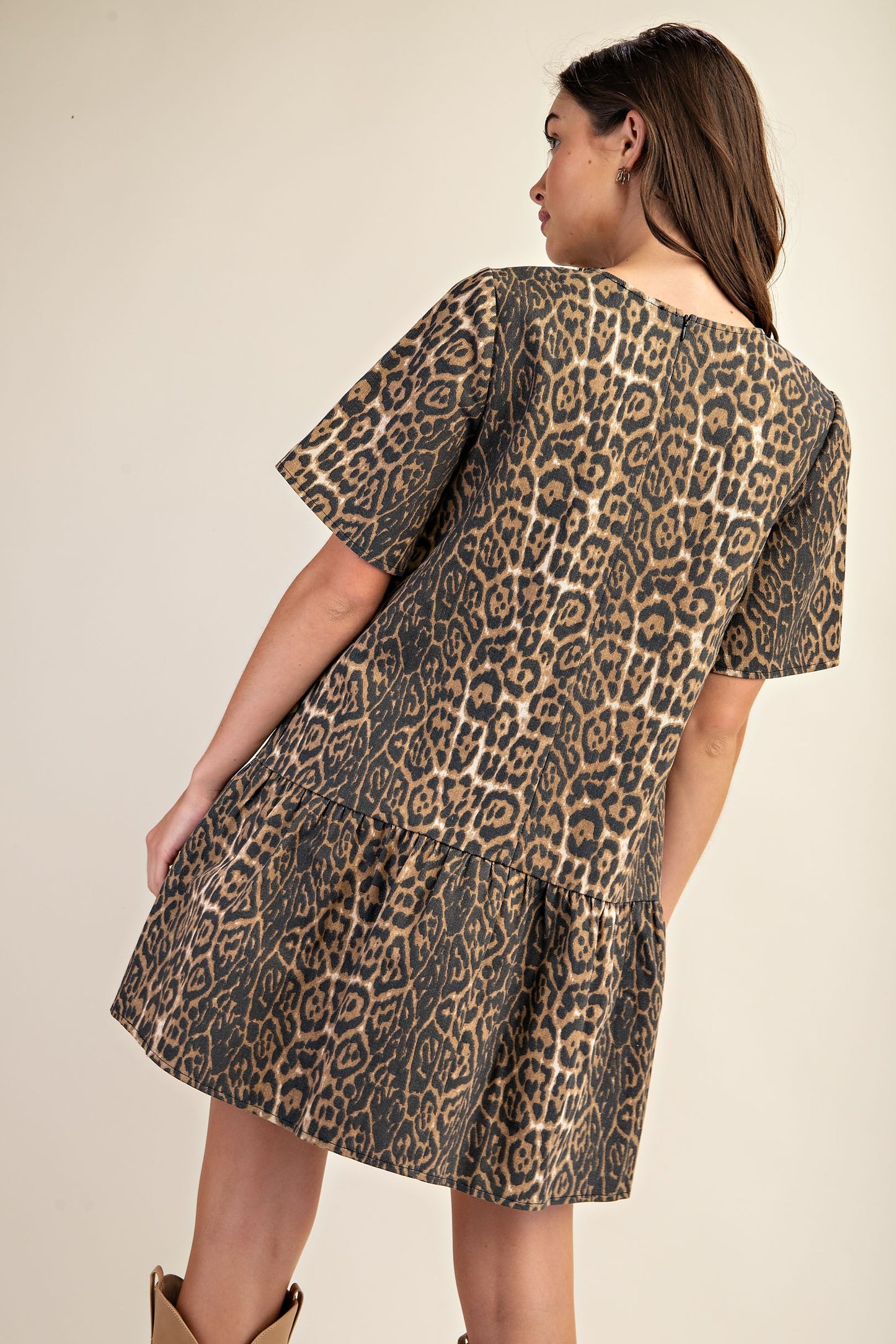 Breana Leopard Print Baby Doll Dress