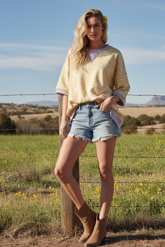 Steph Striped Terry Top