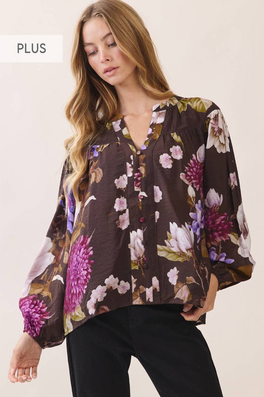 Floral Print Plus Blouse