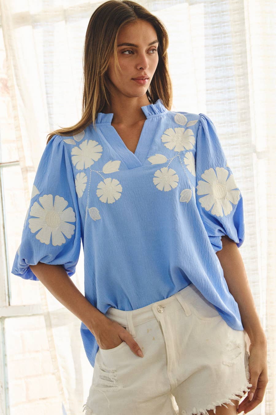 Bubble Sleeve Plus Blouse