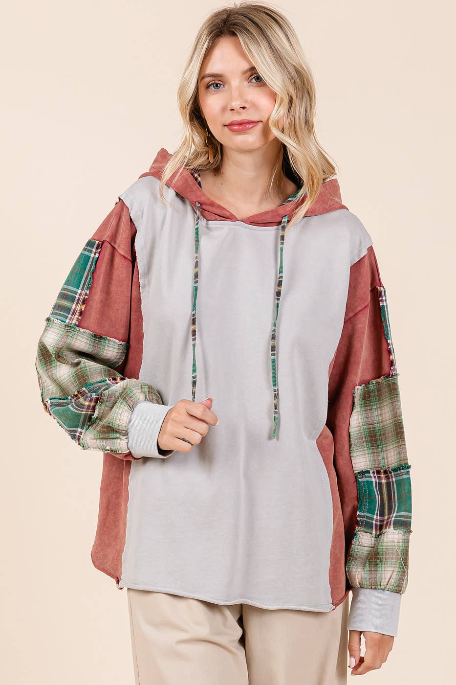 Jodi Plaid Patchwork Hoodie