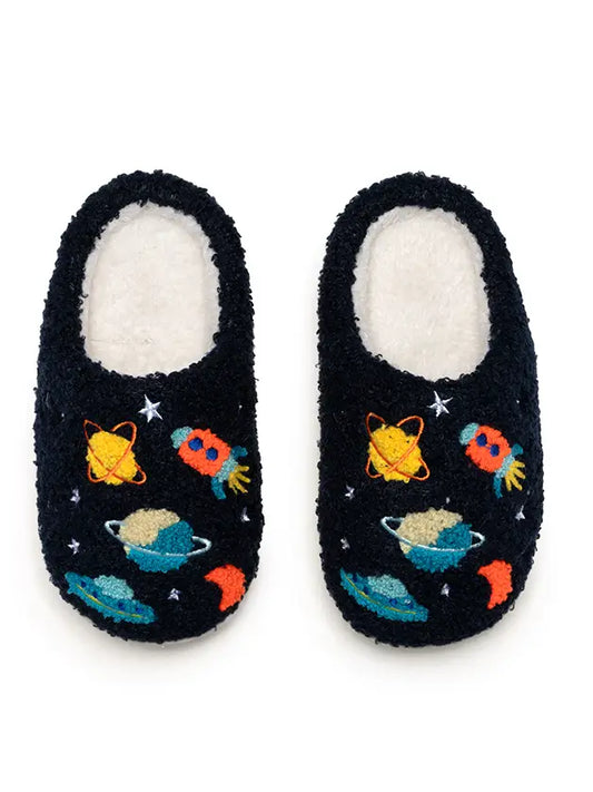 Kid’s Outer Space Theme Slippers - Dark Blue